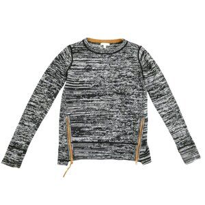 LISA TODD Marled black crew neck sweater XS zip hem Cotton cashmere